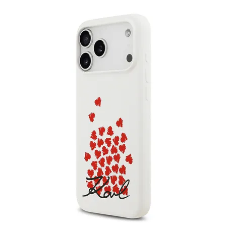 Lagerfeld для iPhone 17 Pro Max чехол Liquid Silicone Hearts Hard White (MagSafe)