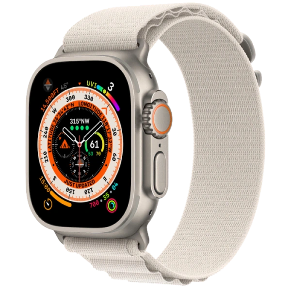 Apple Watch Series Ultra 49mm Titanium Case with Starlight Alpine Loop L